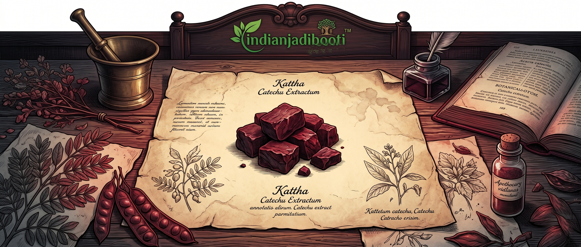IndianJadiBooti Kala Kattha | Pure Black Cutch (Acacia Catechu) | Relieves Sore Throat & Mouth Ulcers | Ideal for Paan & Oral Care | Edible Whole Batti (Khadir) | 50g