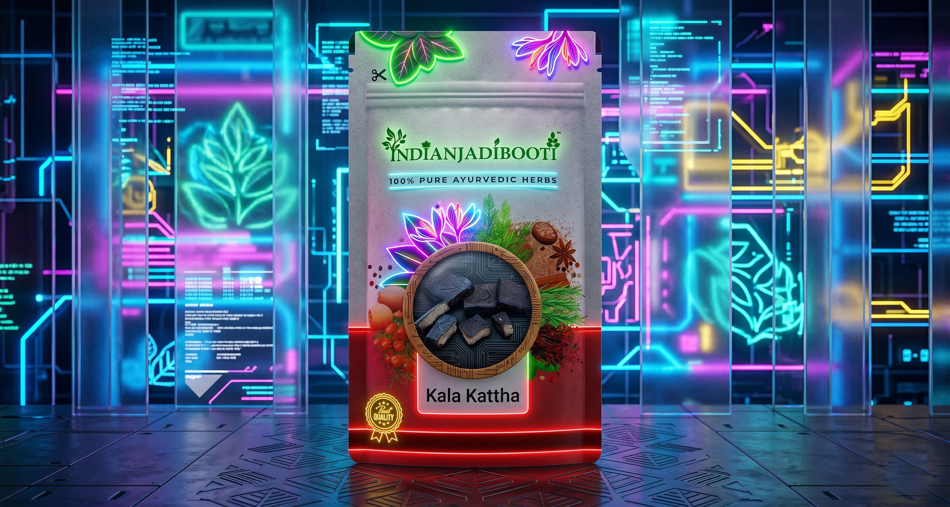IndianJadiBooti Kala Kattha | Pure Black Cutch (Acacia Catechu) | Relieves Sore Throat & Mouth Ulcers | Ideal for Paan & Oral Care | Edible Whole Batti (Khadir) | 50g