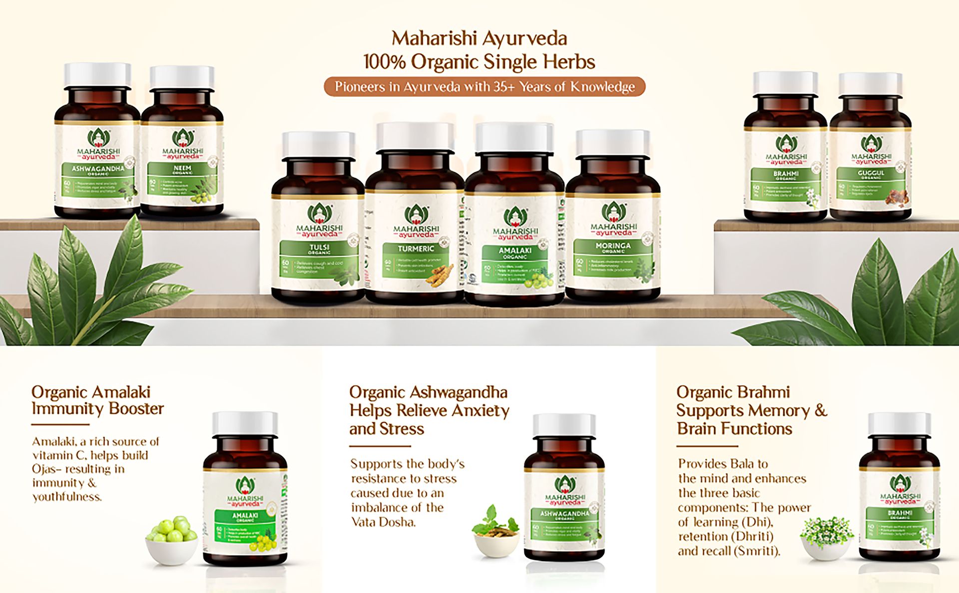Maharishi Ayurveda Organic Tulsi, Contains Vitamins A & C, Anti-Stress, Respiratory Wellness Improves Stamina, Boosts Immunity - 60 Tablets (Pack of 2)
