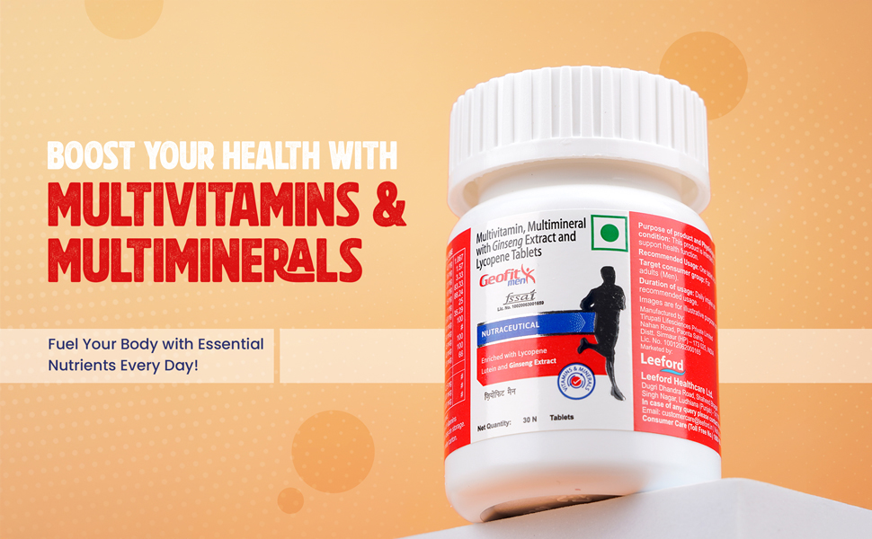 Geofit Multivitamin Tablets for Women | With Vitamin C, B3, E, D2, Isoflavone, Ginseng Ext. & 10 Mineral Blend | For Daily Energy, Immunity & Metabolism Support 30 Tablets