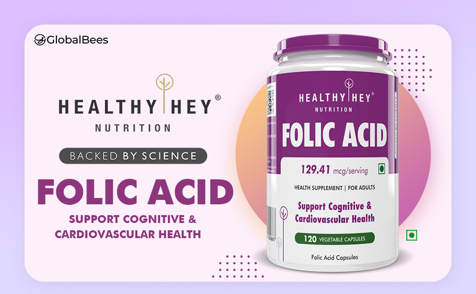 Healthyhey Nutrition Folic Acid - 120 Veg Capsules