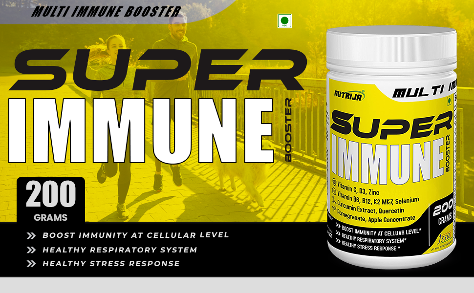 NutriJa Super Immune Booster Drink - D3, Zinc 30mg, B6, B12, Curcumin, Quercetin, Herb Blends - Immunity Booster Drink (Mango)