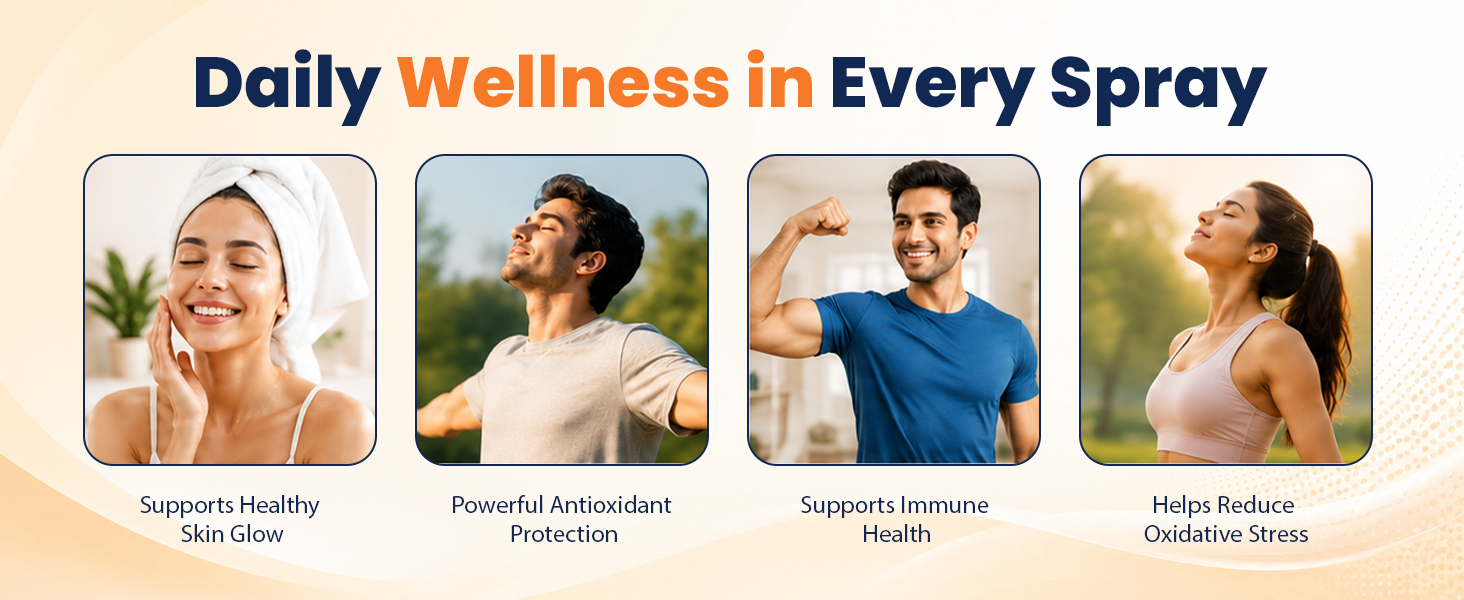TQ Wellness Glutathione with Vitamin C for Healthy Skin, Skin Brightening, Anti-Ageing, Pigmentation & Dark Spots, Glutalipo Oral Spray, Sugar-free, Orange Flavour Pack of 30 ml