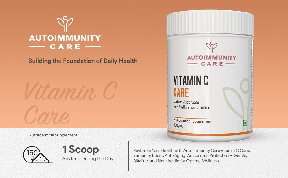 Autoimmunity Care Vitamin C Care – Sodium Ascorbate Vitamin:C Powder 1000 mg | Immunity Booster, Antioxidant & Anti-Aging Support | Skin, Heart, Brain & Cell Health | Vitamin-C Supplements | 150 Servings