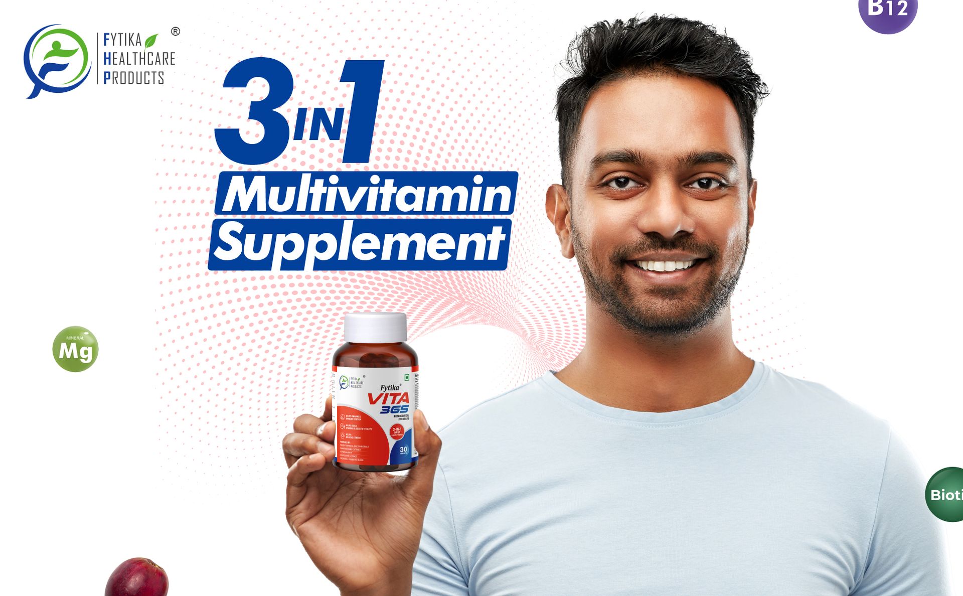 Fytika Vita 365-30 tablets (Pack of 1) | Multivitamin For Men and Women | With Ashwagandha, Ginseng, Probiotics & Prebiotics and Biotin| Enhances Energy, Immunity and Digestion