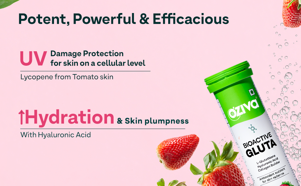 OZiva Bioactive Glutathione Tablets, Strawberry Swirl & Orange, 30 Tabs