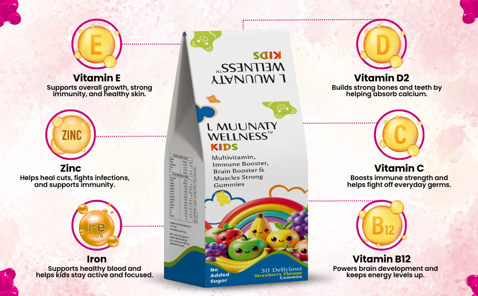Kids Multivitamin Gummies - 30 Count Strawberry Flavor - Immune, Brain & Muscle Support with Veg Omega-3, Zinc, No Added Sugar, Gluten-Free, Soy-Free - For Kids 2+ Years” Pack of 2 *30 - (60 Gummmies)