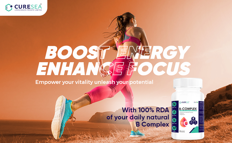 Vitamin B Complex 100% RDA B1, B2, B3, B5, B6, B7, B9, B12 with D3, E & Magnesium | Youthful Skin, Energy & Immunity Support | For Women & Men - 60 Veg Tablets