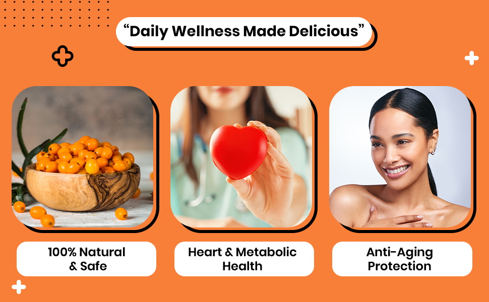 Seabuckthorn Gummies for Immunity & Glowing Skin | Rich in Vitamin C, Omega 3,6,7,9 & Antioxidants | Boosts Immunity, Brightens Skin | Pack of 30 Gummies