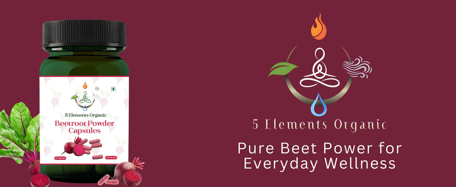 Beetroot Extract Capsules ( Pack of 1 ) | Beet Root Extract 60 Veg Capsules with L-Arginine,Grape Seed & Piperine| Stamina, Blood Flow & Natural Energy Boost | Plant-Based Gluten Free 550mg