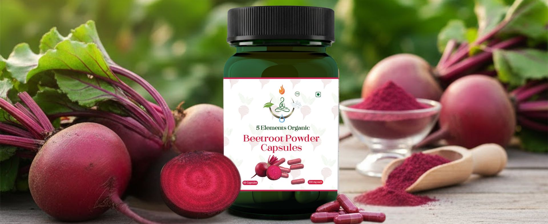 Beetroot Extract Capsules ( Pack of 1 ) | Beet Root Extract 60 Veg Capsules with L-Arginine,Grape Seed & Piperine| Stamina, Blood Flow & Natural Energy Boost | Plant-Based Gluten Free 550mg