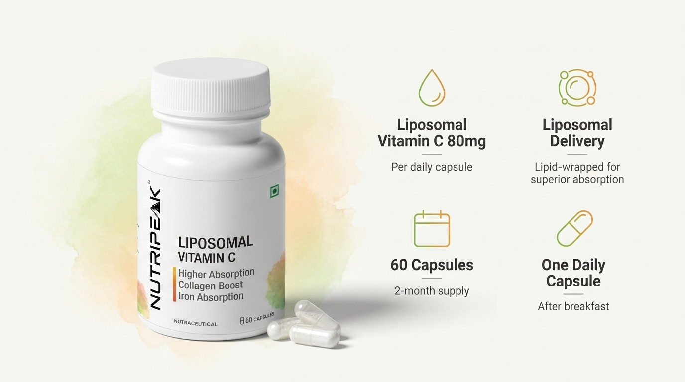 Liposomal Vitamin C Capsules, 80mg, High Absorption, Immune & Collagen Support, GMO Free, Gluten Free, 60 Veg Capsules