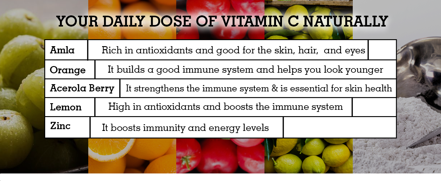 Naturyz Double Strength Natural Vitamin C & Zinc Supplement with Amla, Acerola Cherry, Citrus Bioflavonoids rich in Antioxidants for Immunity Support & Skincare pack of 2 (120 Vegetarian tablets)