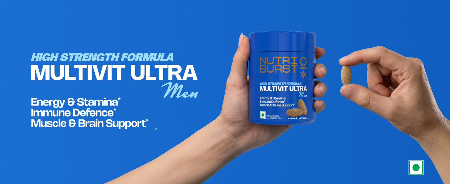 Multivit Ultra Tablets for Men | High Strength US Formula | Immunity, Muscle & Brain Support | 60+ Premium Nutrients | Veg Supplement | 60 Tablets