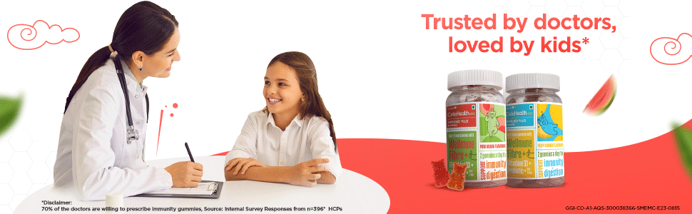 Dr. Reddy's CeleHealth Kidz Immuno Plus Multivitamin Gummies with Wellmune, Vitamin C & Zinc for Kids (4 - 12 Years) | Supports Immunity and Digestion | Pulpy Mango Flavour | 30 Gummies - Pack of 4 | 100% Vegetarian