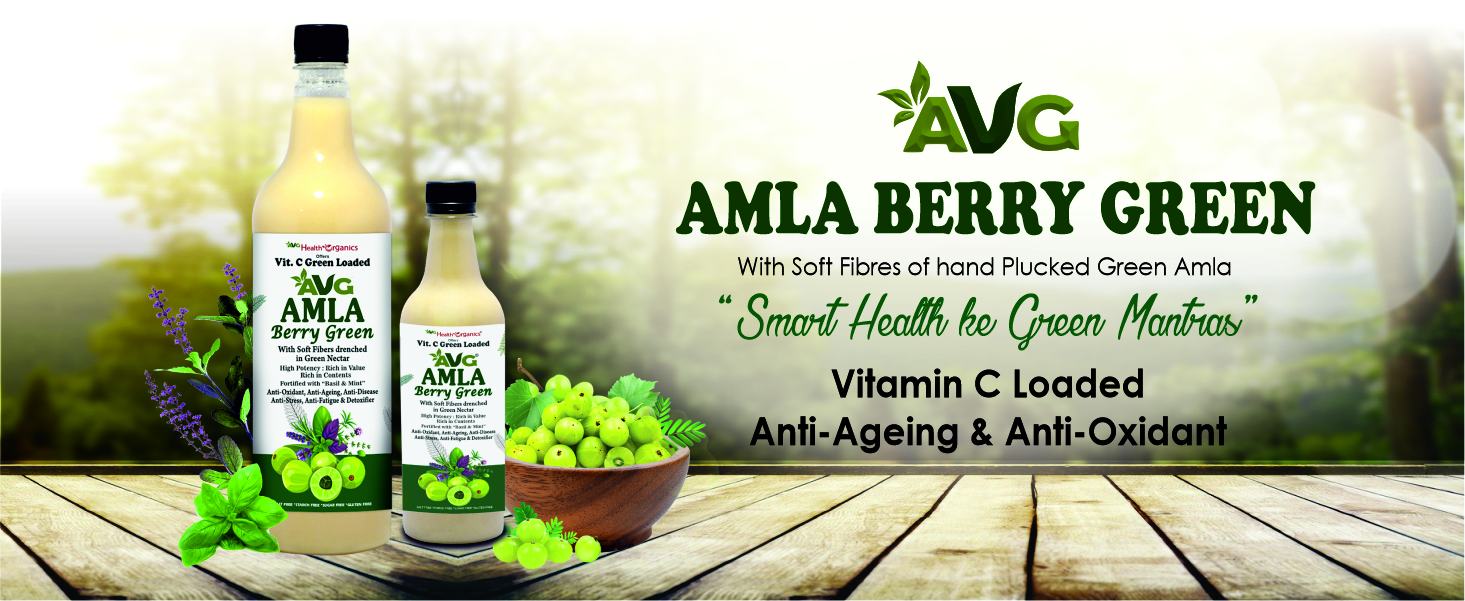 AVG Health Organics Amla Berry Green Juice | Pure Amla Extract - Pack of 2 x 1000 ml | Rich in Vitamin C, Antioxidants | Boosts Immunity, Natural Detox, Hair & Skin Health | 100% Natural, No Added Sugar | Herbal Superfood