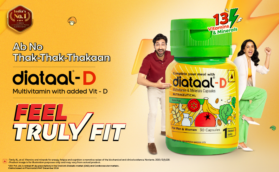 Diataal-D Vitamin D3 400IU | Multivitamin for Men & Women with Vitamin D3, ALA, B6, B12, B3, B9, Magnesium, Zinc and Copper | Energy, Immunity, Performance & Heart Health | 10 Capsules