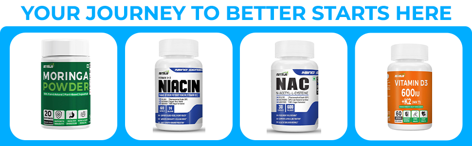 NutriJa Vitamin D3 600IU + K2 55mcg as MK7 Supplement 60 capsules - Stronger Immunity, Supports Bones, Joints & Heart Health
