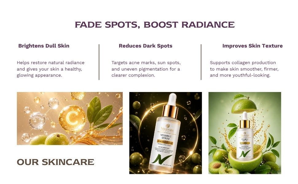 Vitamin C Face Serum for Glowing Skin | Brightening & Dark Spot Care | Vitamin C, Hyaluronic Acid & Niacinamide | Lightweight Daily Serum | For Men & Women | 30ml