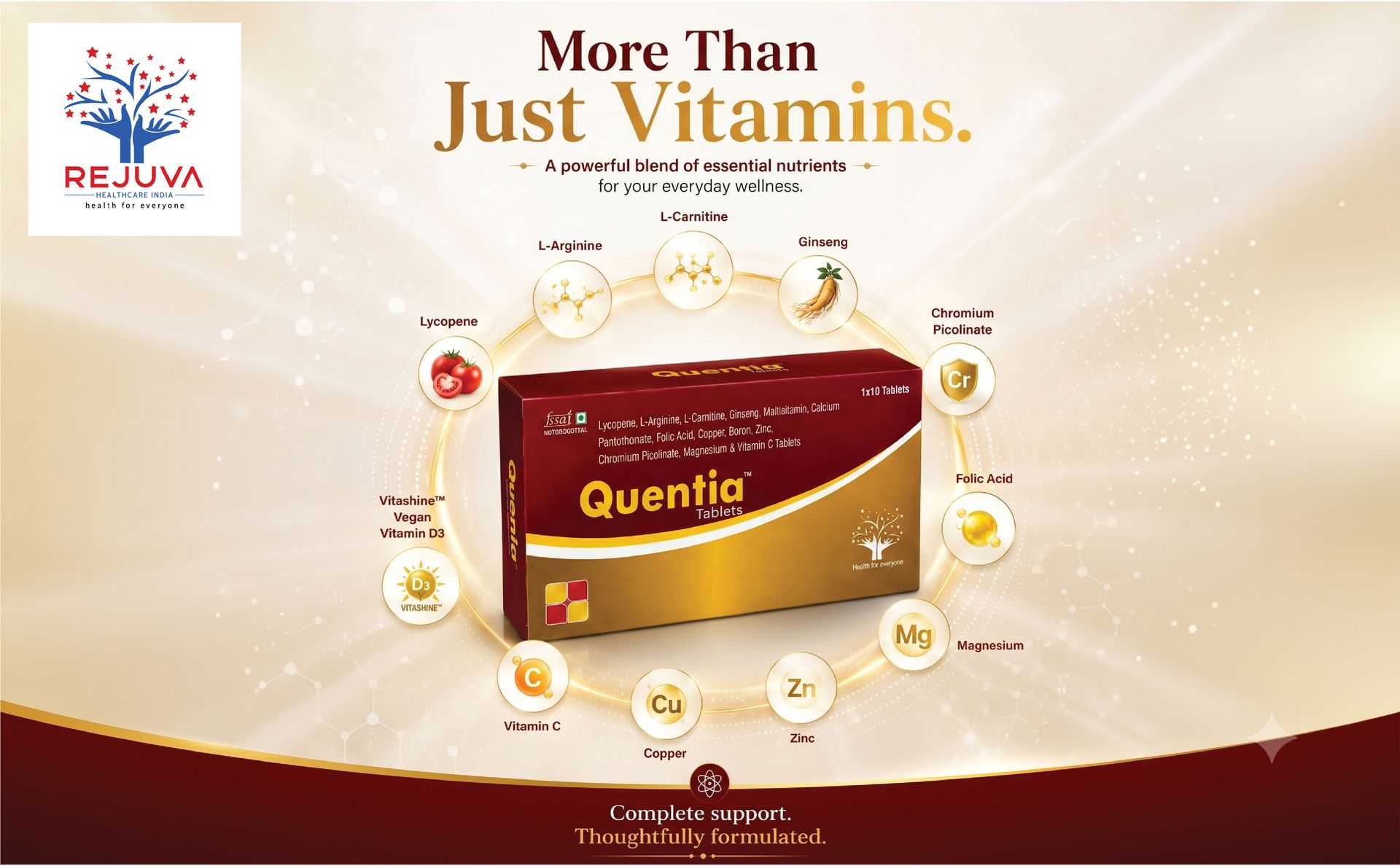 Multivitamin Tablets for Men & Women | Multivitamins, Multiminerals, Antioxidants with Ginseng, Lycopene, L-Arginine & Vitashine™ Vegan Vitamin D3 | Daily Energy & Immunity Support | 1x10 Tabs