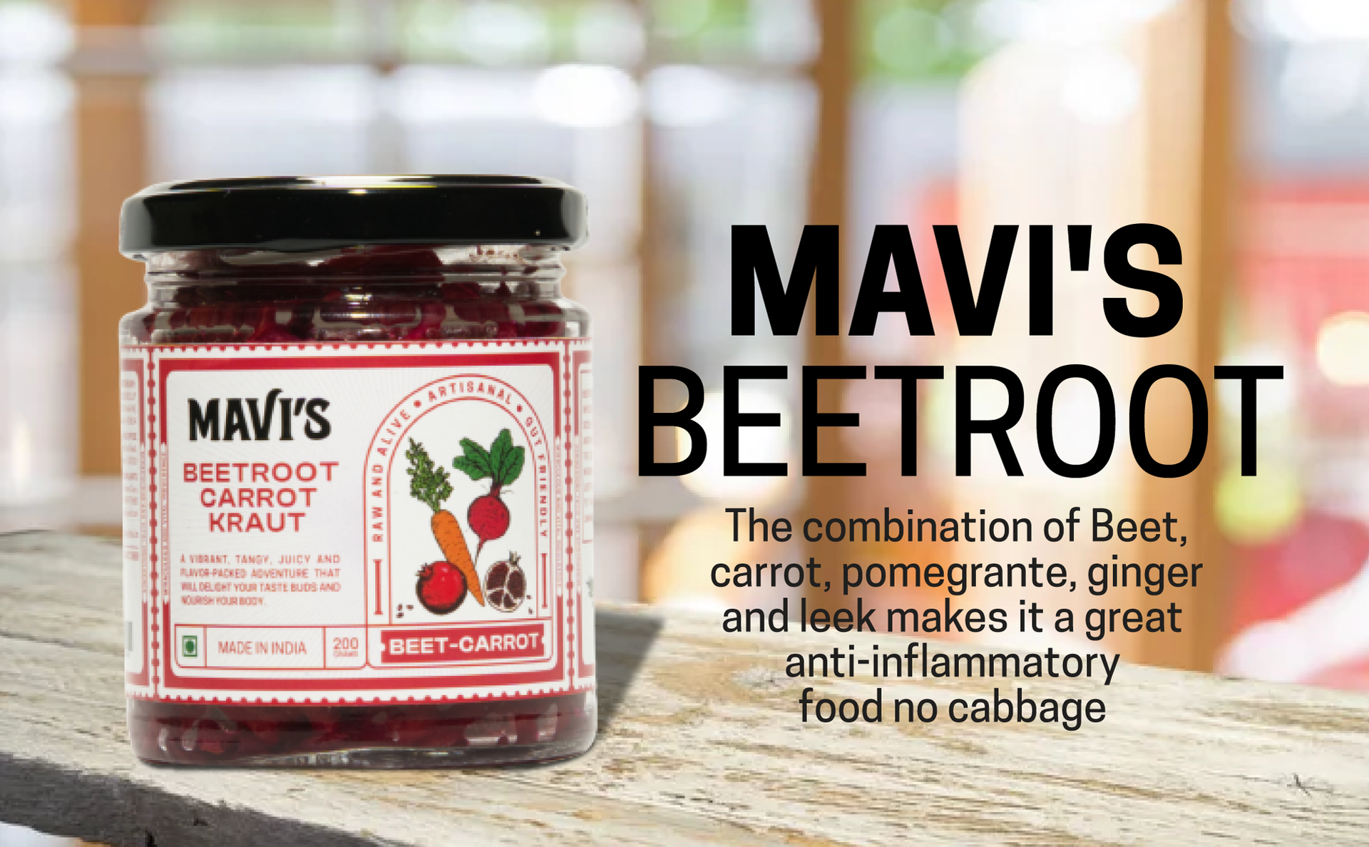 MAVI's Sauerkraut | Original Sauerkraut and Beetroot Carrot Kraut | Combo Pack of 2 | 200g each | No Preservatives | Organic and Vegan | No Artificial Flavour or Colour