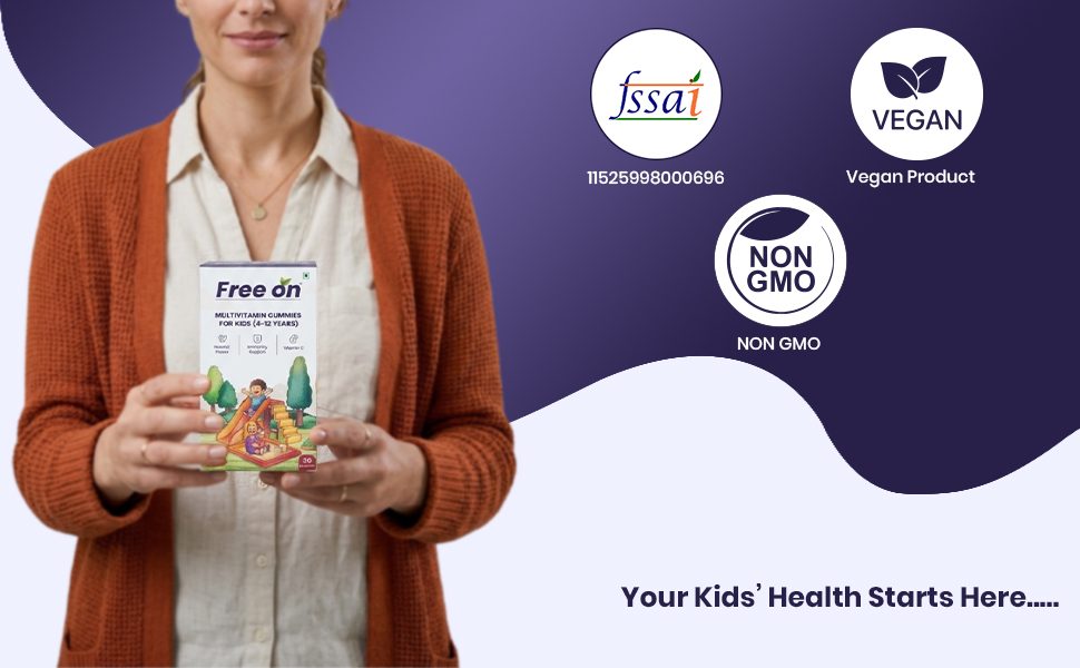 Free On Multivitamin Gummies for Kids 4-12 Years, 60 Gummies