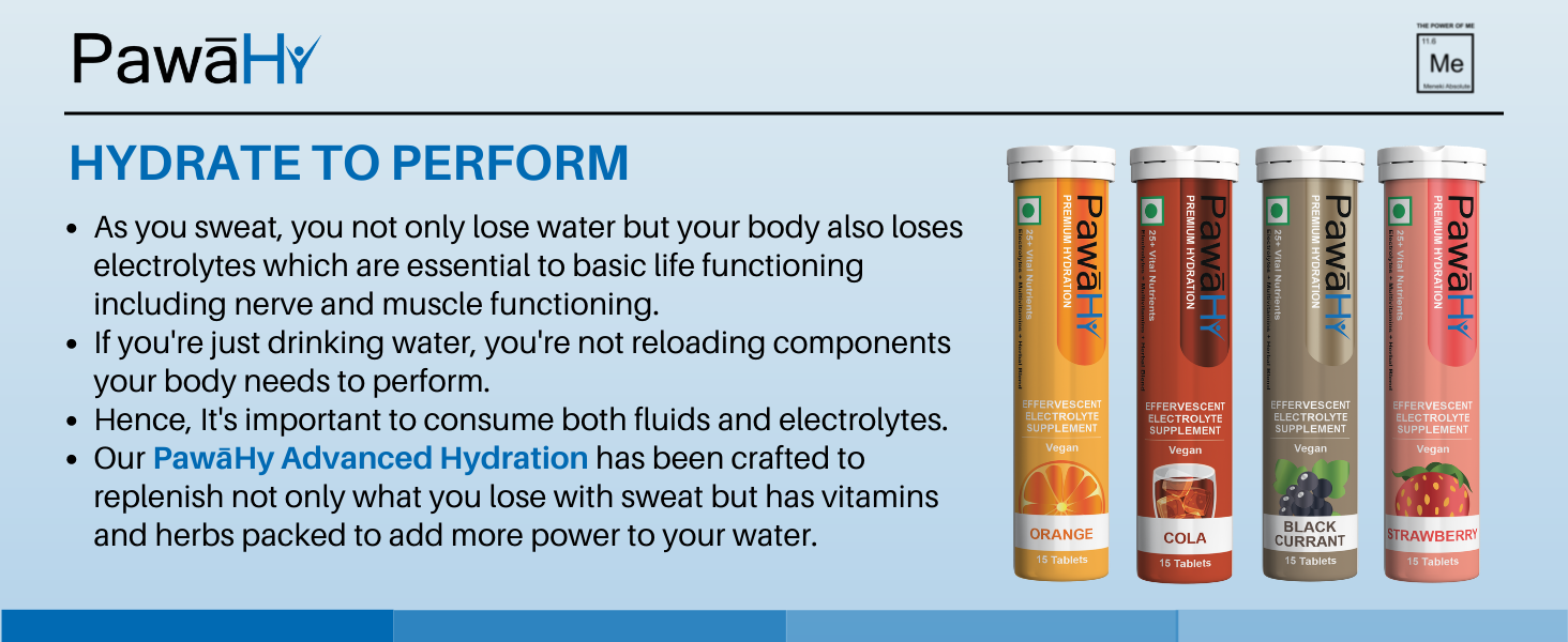 PawaHy Electrolyte Energy Reload Instant Hydration with Immunity Building, Ashwagandha, Vitamin C, Zinc, Multivitamins & Herbs-Pack of 2 (30 Tablets) -Orange (Cola)