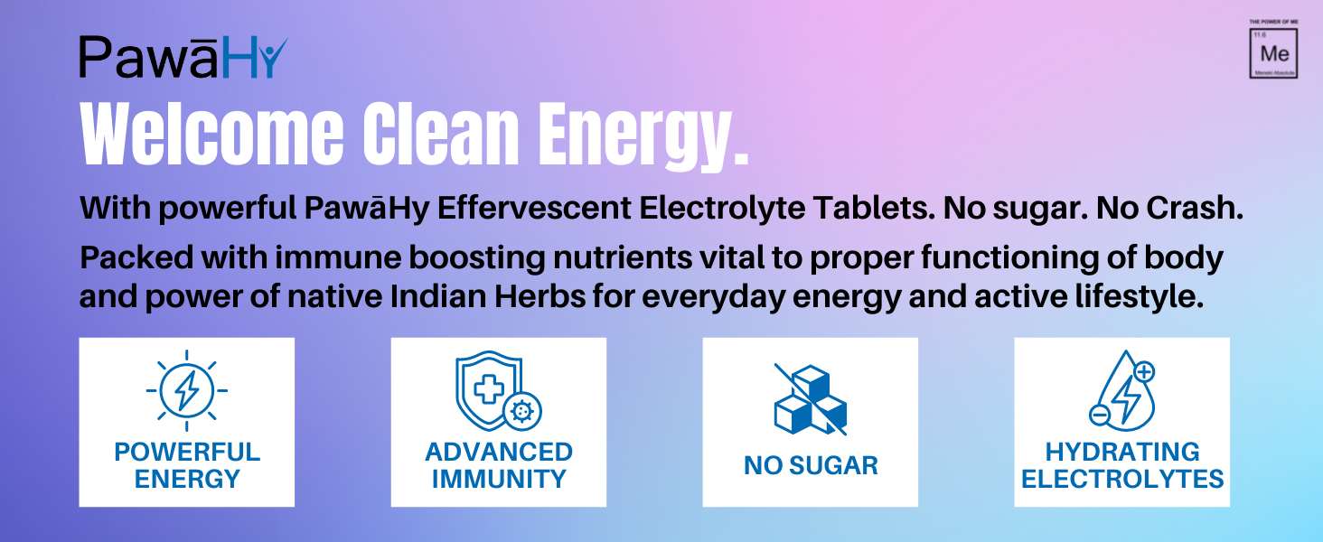 PawaHy Electrolyte Energy Reload Instant Hydration with Immunity Building, Ashwagandha, Vitamin C, Zinc, Multivitamins & Herbs-Pack of 2 (30 Tablets) -Orange (Cola)