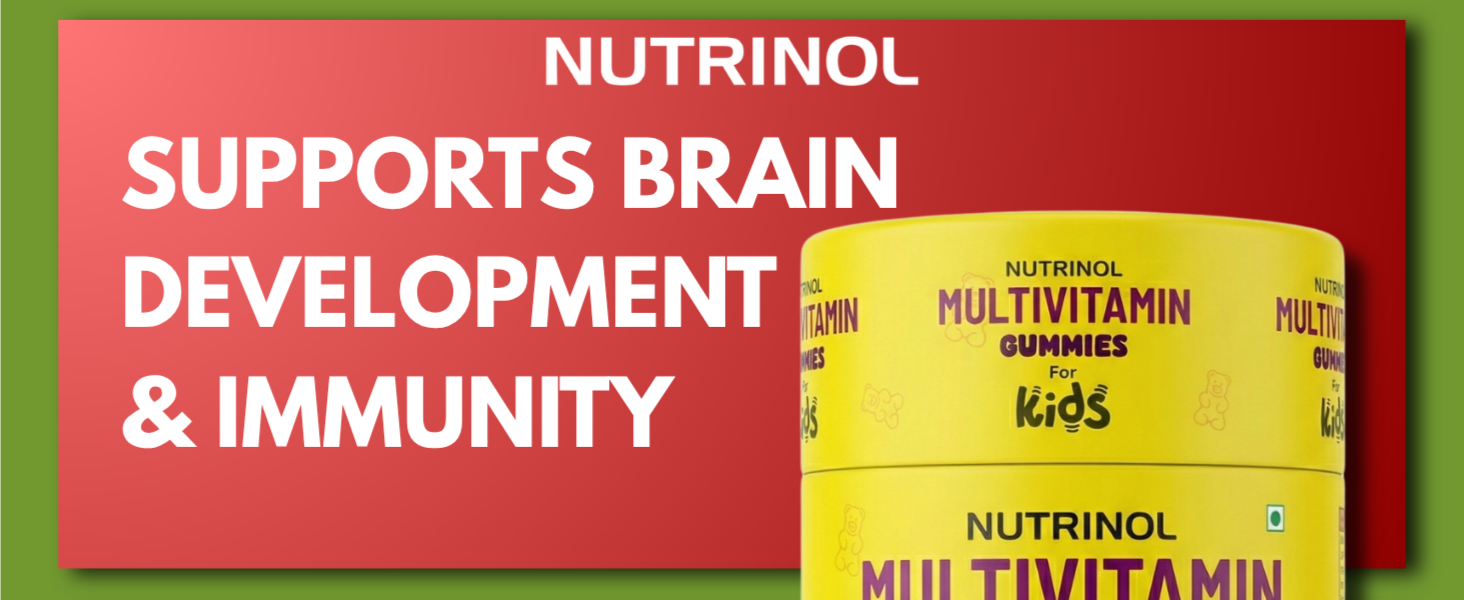 Knoll Healthcare Nutrinol Multivitamin Gummies | 7-12 Years |With 9 Vitamins & Minerals | 30 Day pack | Improves Immunity, Bone health & Antibody Production | No Added Sugar | Strawberry Flavour