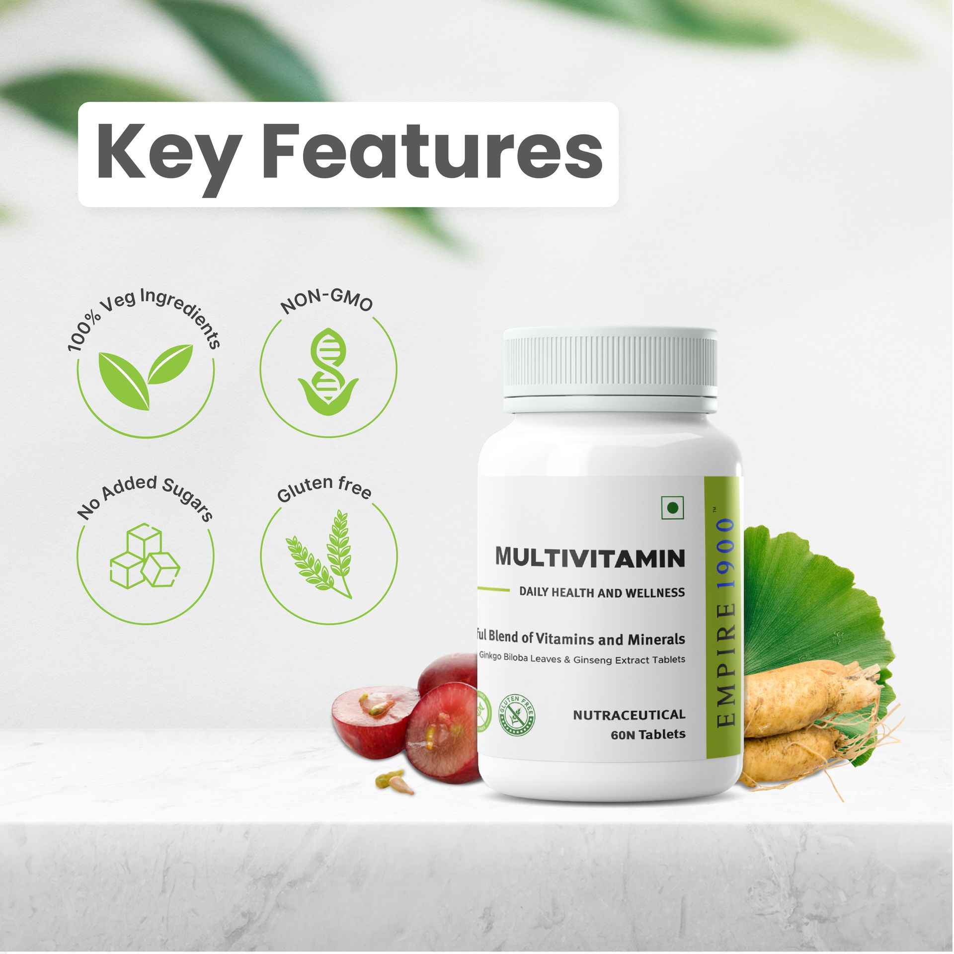 EMPIRE 1900 Multivitamin (Antioxidants) | Daily Health Supplements | Healthy for Men and Women | Supports Immunity, Energy, Heart, and Brain | Vegetarian, Gluten-Free | (60 Vegetarian Tablets)