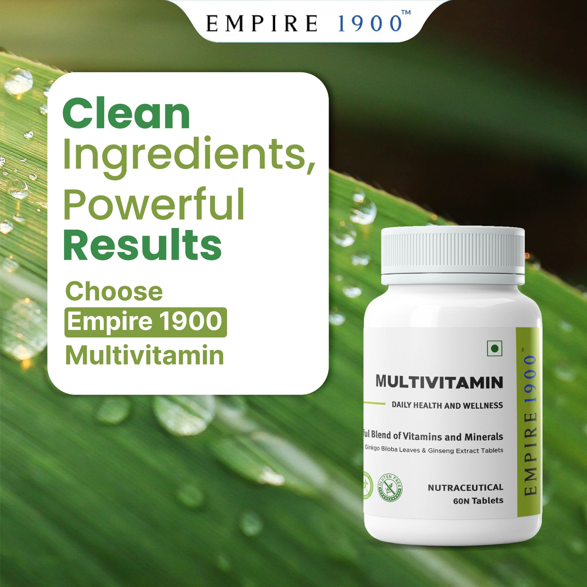 EMPIRE 1900 Multivitamin (Antioxidants) | Daily Health Supplements | Healthy for Men and Women | Supports Immunity, Energy, Heart, and Brain | Vegetarian, Gluten-Free | (60 Vegetarian Tablets)