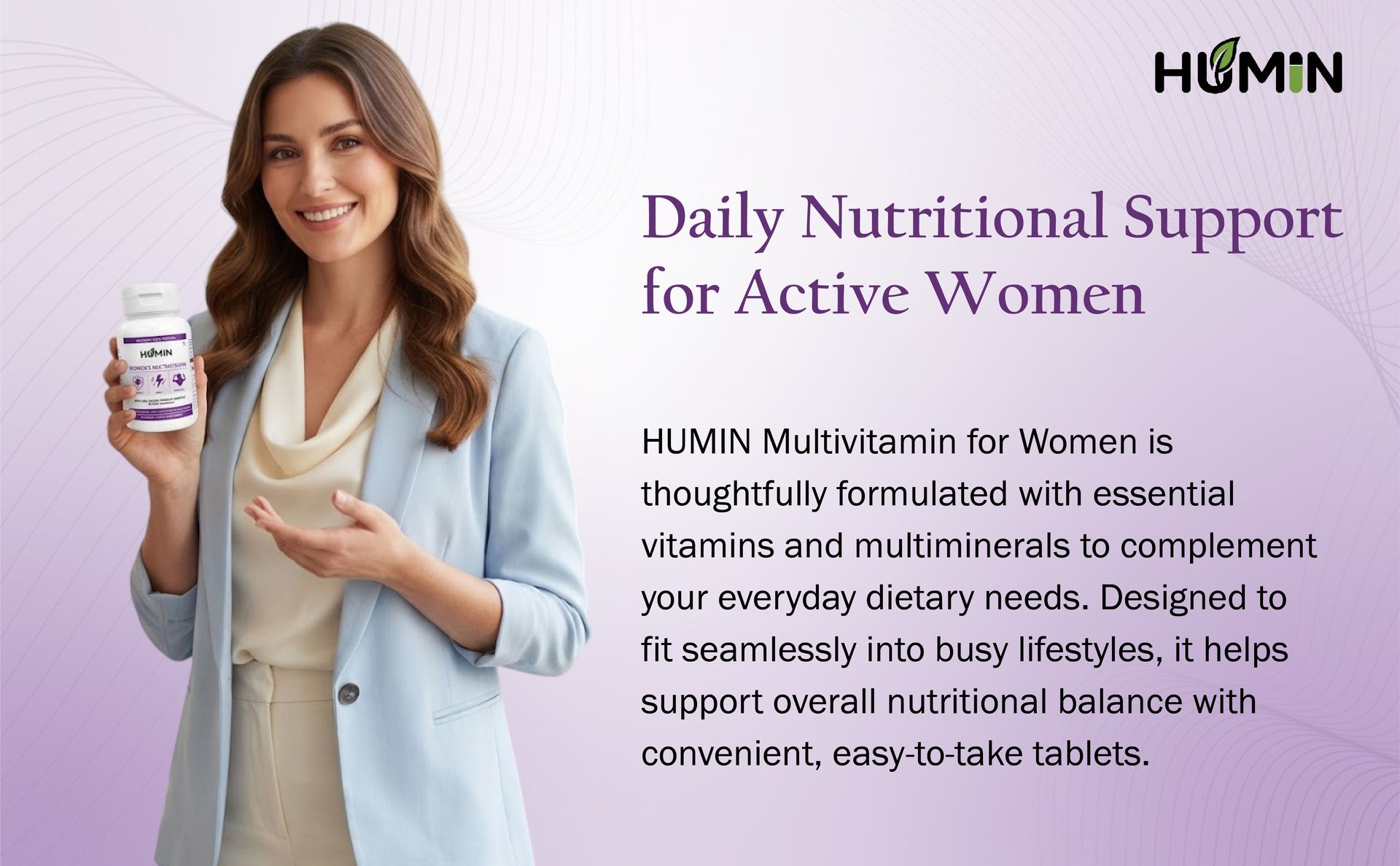Multivitamin for Women with, Vitamins A C D & B-Complex, Multiminerals Tablets for Daily Nutritional Support, 60 Tablets
