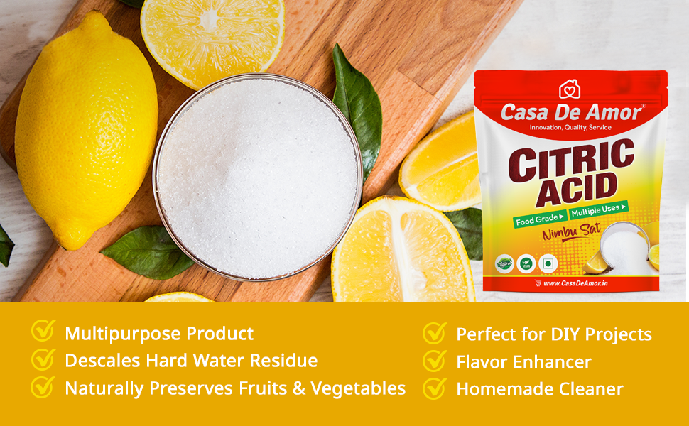Casa De Amor Pure Citric Acid, Nimbu Sat, 2 Packs of 400 gm