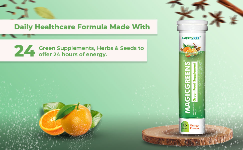 MagicGreens Effervescent Tablets Pack of 2 | Daily Greens Multivitamin with Vitamin C Zinc B6 & B12 for Immunity & Detox | Plant-Based Superfoods & Antioxidants | Vegan Sugar-Free Twin Pack