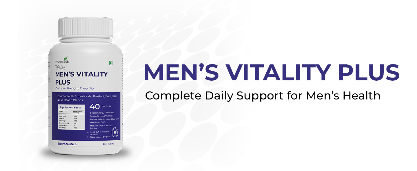 Men’s Vitality Plus Tablets | Multivitamin with 40 Nutrients & Superfoods | Daily Nutrition Support for Men | 60 Tablets