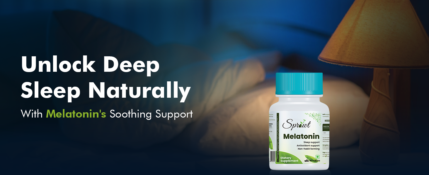 Sprowt Melatonin 10mg Sleeping Tablets | Sleep Supplement, Antioxidant Support & Non-Habit Forming - 30 Veg Tablets
