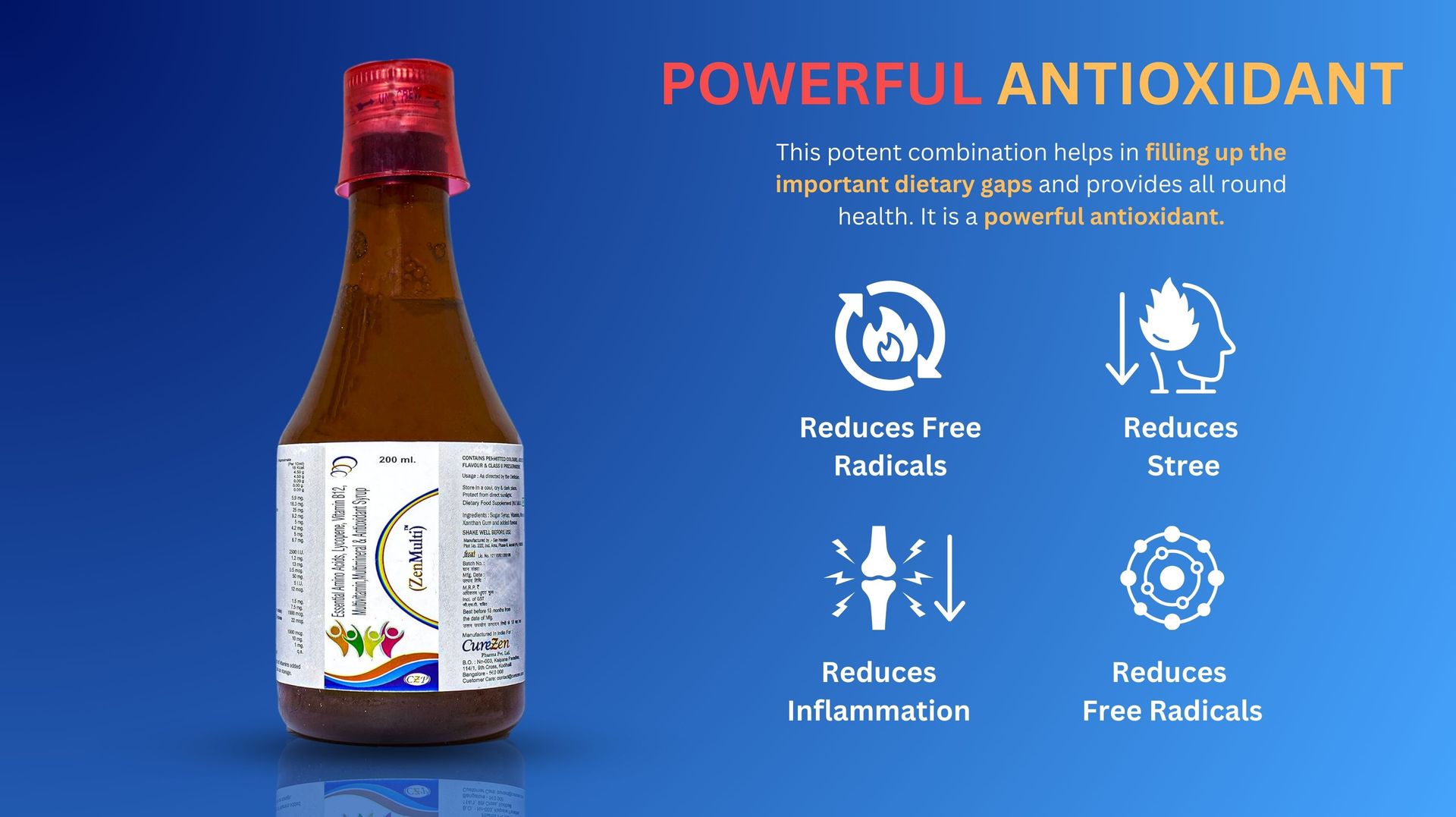 CureZen Zenc-P Suspension for Kids | Calcium, Phosphorus, Magnesium, Zinc and Vitamin D3 Syrup | Supports Bone Strength, Growth & Immunity | Energy Booster, Joint Function and Mobility | 200ml Bottle, (Pack of- 2)