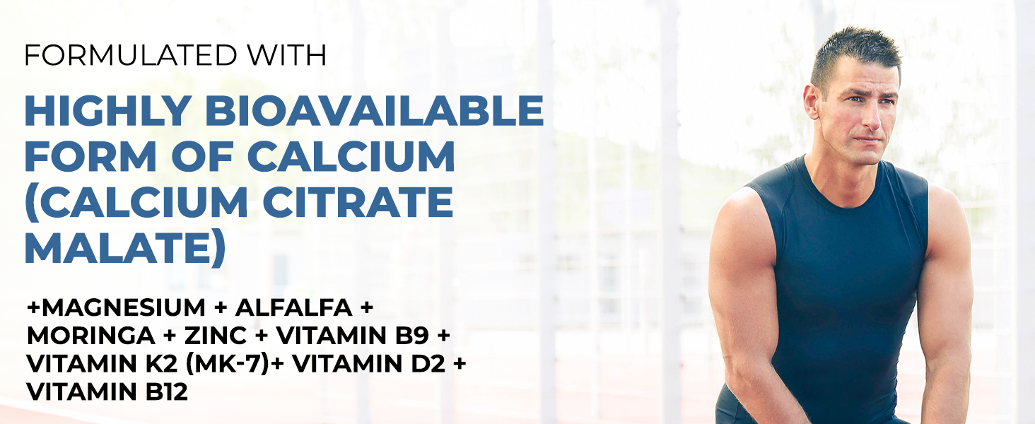 The Body Reserve Calcium Tablets For Women & Men- 60 Tablets, Calcium Magnesium & Zinc Supplements For Man With Calcium Citrate, Vitamin K2, MK7 & Vitamin B12 To Support Joints And Bone Health