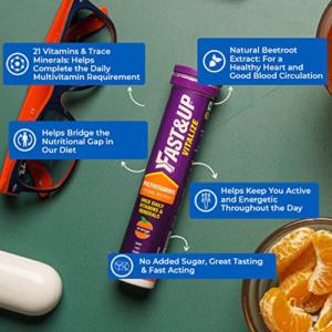 Fast&Up Vitalize Multivitamin Supplement 21 Vitamins And Minerals - 60 Tablets & Fast&Up Magnesio - Magnesium and Zinc for Muscle Health and Stress - 20 Effervescent Tablets - Lime and Lemon Flavor