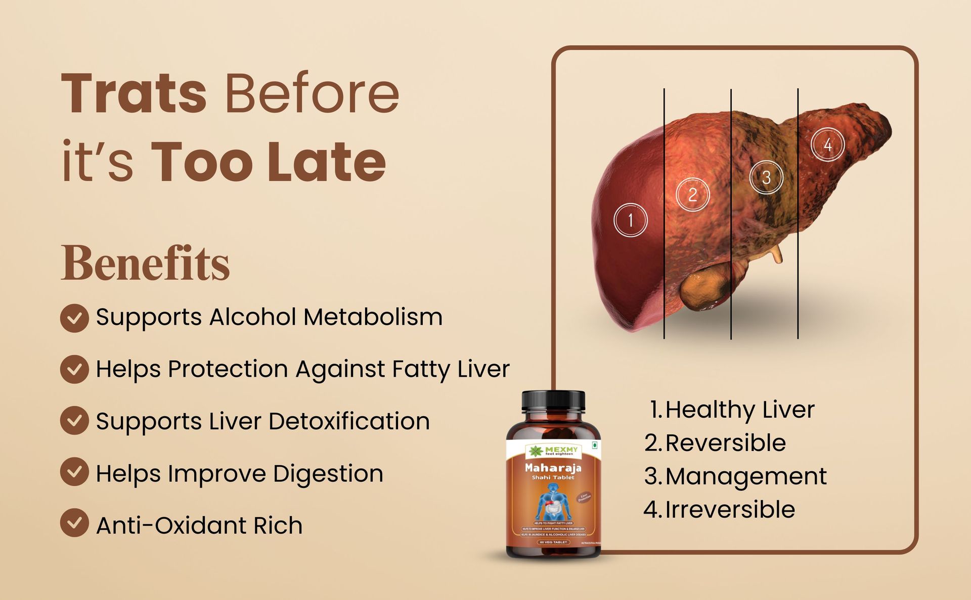 Maharaja Shahi Liver Detox Tablets|Ayurvedic Healthy Liver Tablet|Liver Detox|Liver Cleanser|Liver Support Supplement|Supports Liver Health & Digestion-60 Veg Tablets