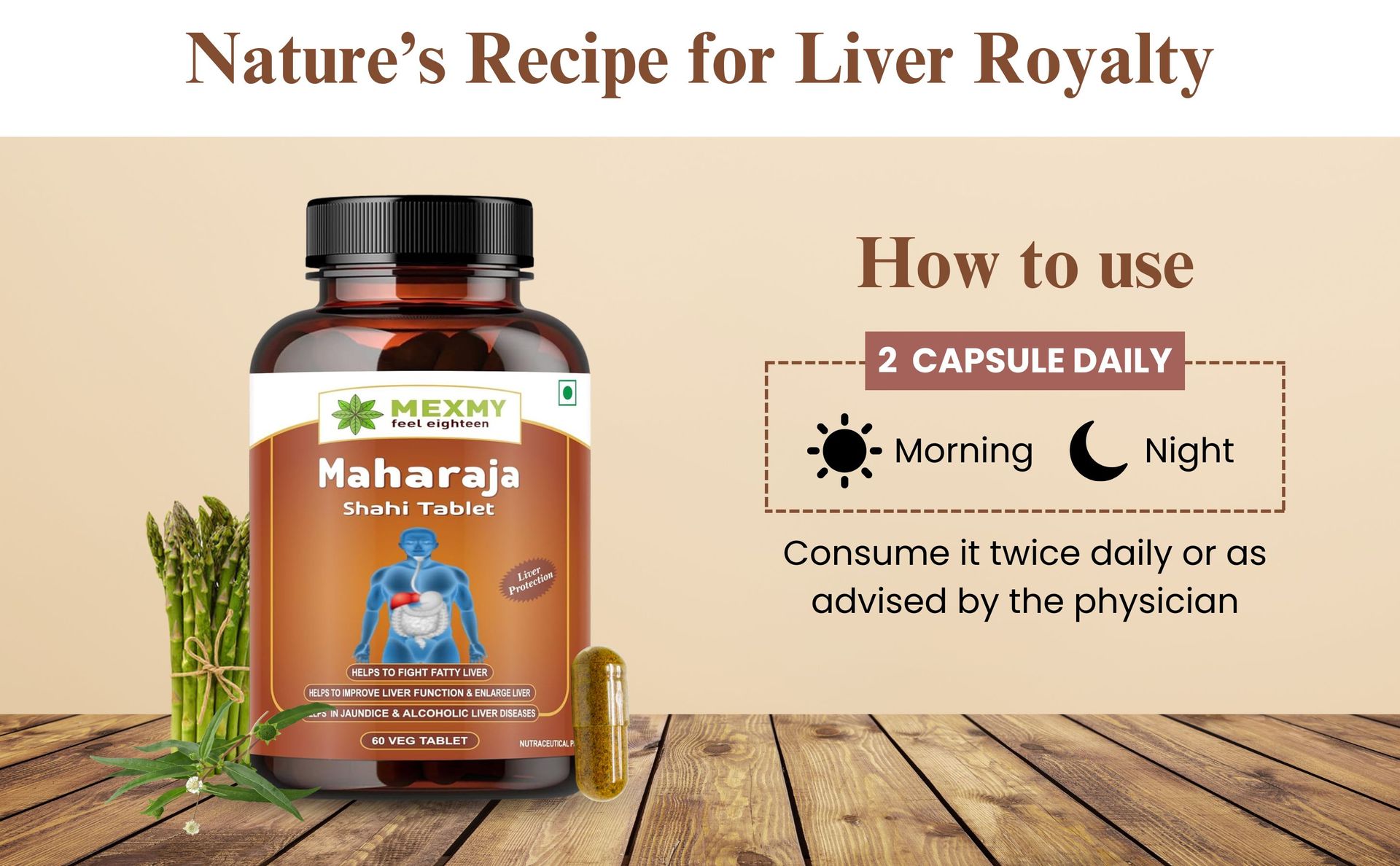 Maharaja Shahi Liver Detox Tablets|Ayurvedic Healthy Liver Tablet|Liver Detox|Liver Cleanser|Liver Support Supplement|Supports Liver Health & Digestion-60 Veg Tablets