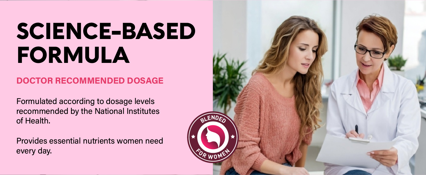 Multivitamin for Women 47in1 - B-Complex, Biotin, D3 & K2, Iron - 90 Caps