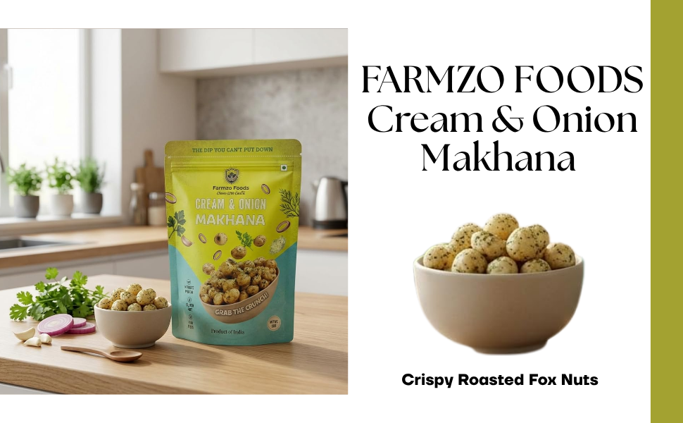 Farmzo Foods Cream & Onion Makhana | Crispy Roasted Fox Nuts | 50G