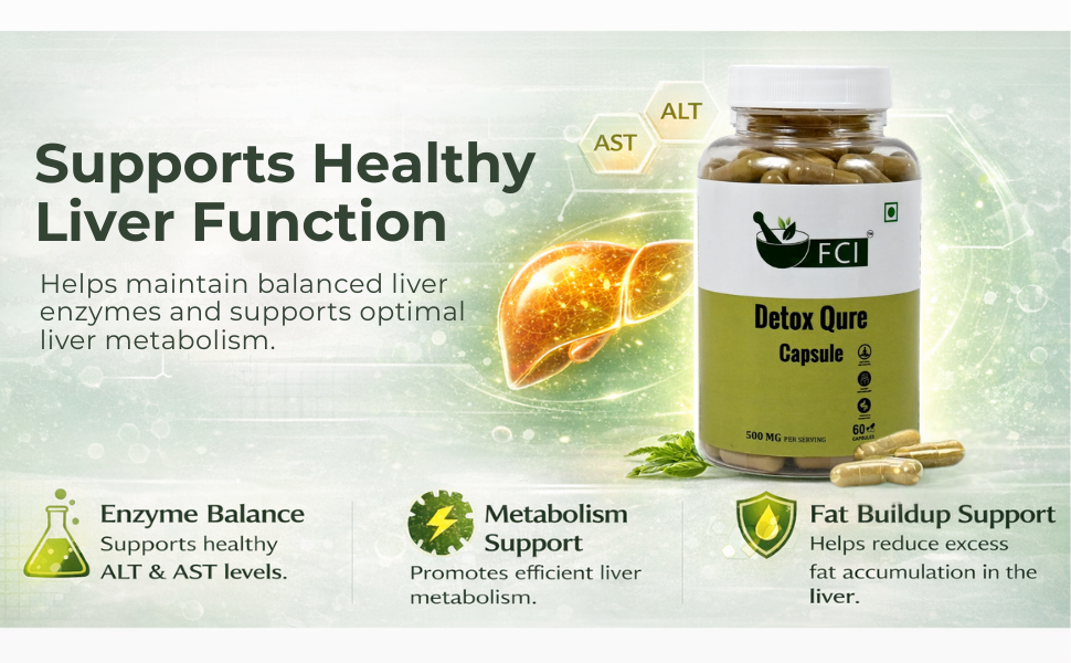 Liver Detox Qure Plus – 60 Capsules (500mg) | Ayurvedic Detox Supplement with Punarnava, Amla & Tulsi | Liver Cleanse, Fatty Liver Support, Digestion, Immunity & Energy Booster