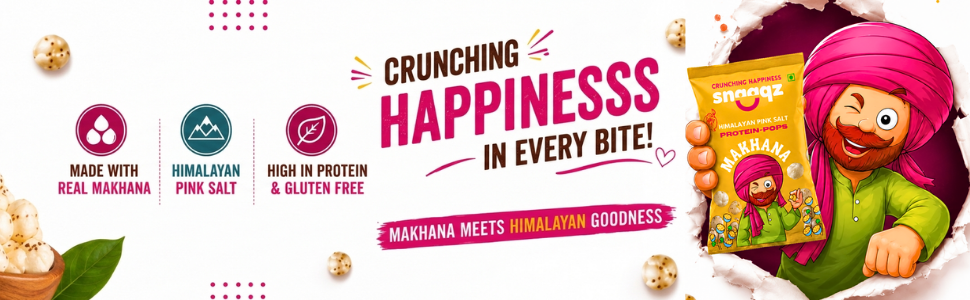 Snaaqz Himalayan Pink Salt Makhana | Guilt-Free, Low Calorie & High Protein | Perfect for Evening Hunger | Roasted Fox Nuts Pack Of 4(30gm Per Pack)