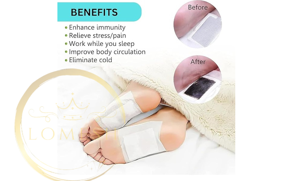 Detox Foot Patches Pain Free Foot Pads for Stress Relief Sleep Remove Cleansing Detox Foot Patches Kit Natural ingredients Toxins Ginger Foot Detox Pads