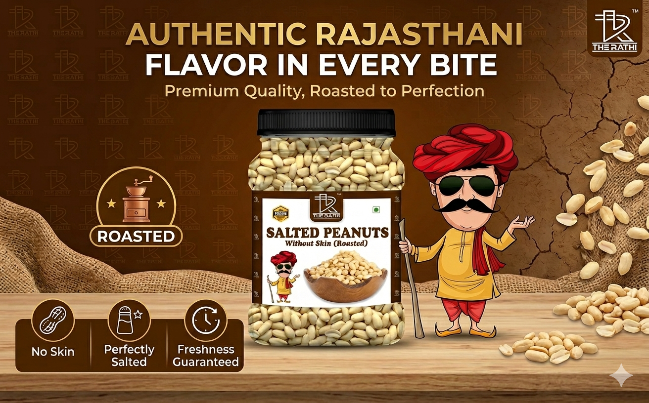 THE RATHI Salted Peanuts Without Skin Roasted | Crunchy and Fresh | Healthy Snack for All Ages (250gm)