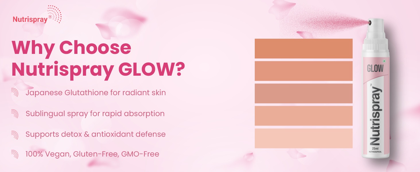 Glow Japanese Glutathione Oral Spray 25 ml (Pack of 3) | Fast-Absorbing Skin Brightening Mouth Spray | Vitamin C & Antioxidant Support for Radiant, Even-Toned Skin – Men & Women