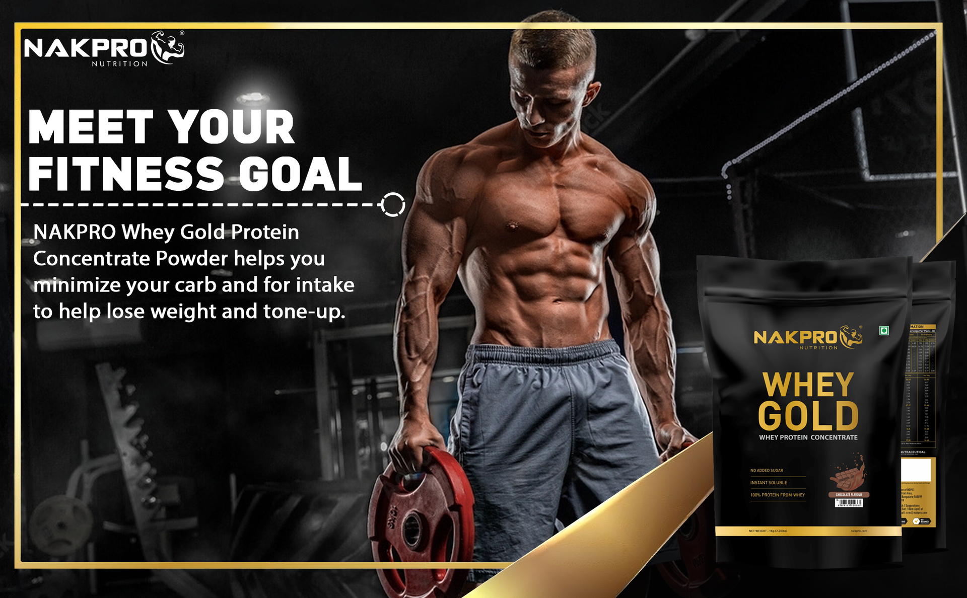 NAKPRO NUTRITION Gold Whey Protein Concentrate & Isolate 1kg Coffee flavour | 25.5g Protein, Trustified Certified