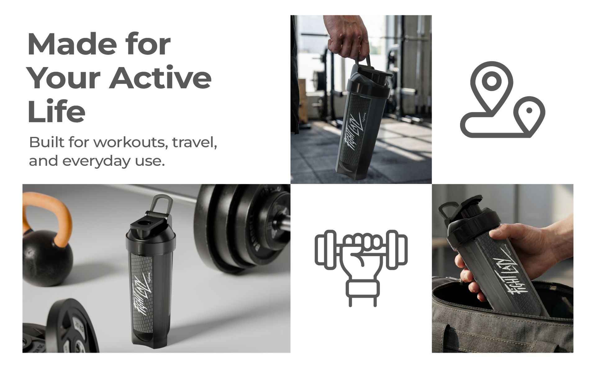 Lifelong Gym Typhoon Shaker Bottle 700ml | BPA Free Protein Shaker Bottle for Gym | Sipper Water Bottle for Adults |100% Leakproof Bottle for Protein, BCAAs, Pre Workout for Men & Women (Black)